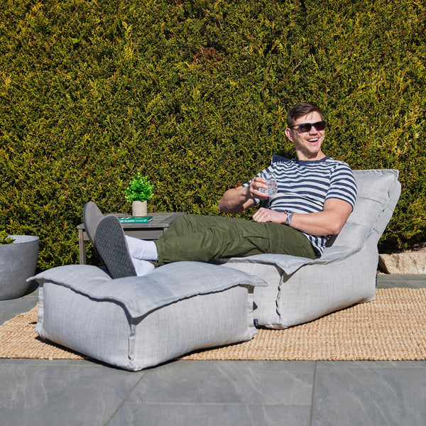 icon Dolce Lounge Bean Bag Chair and Footstool, Grey, Indoor Outdoor Beanbag, Large Adult Bean Bag with Filling Included, Floor Chair, Garden, Living Room Furniture, Bedroom Furniture