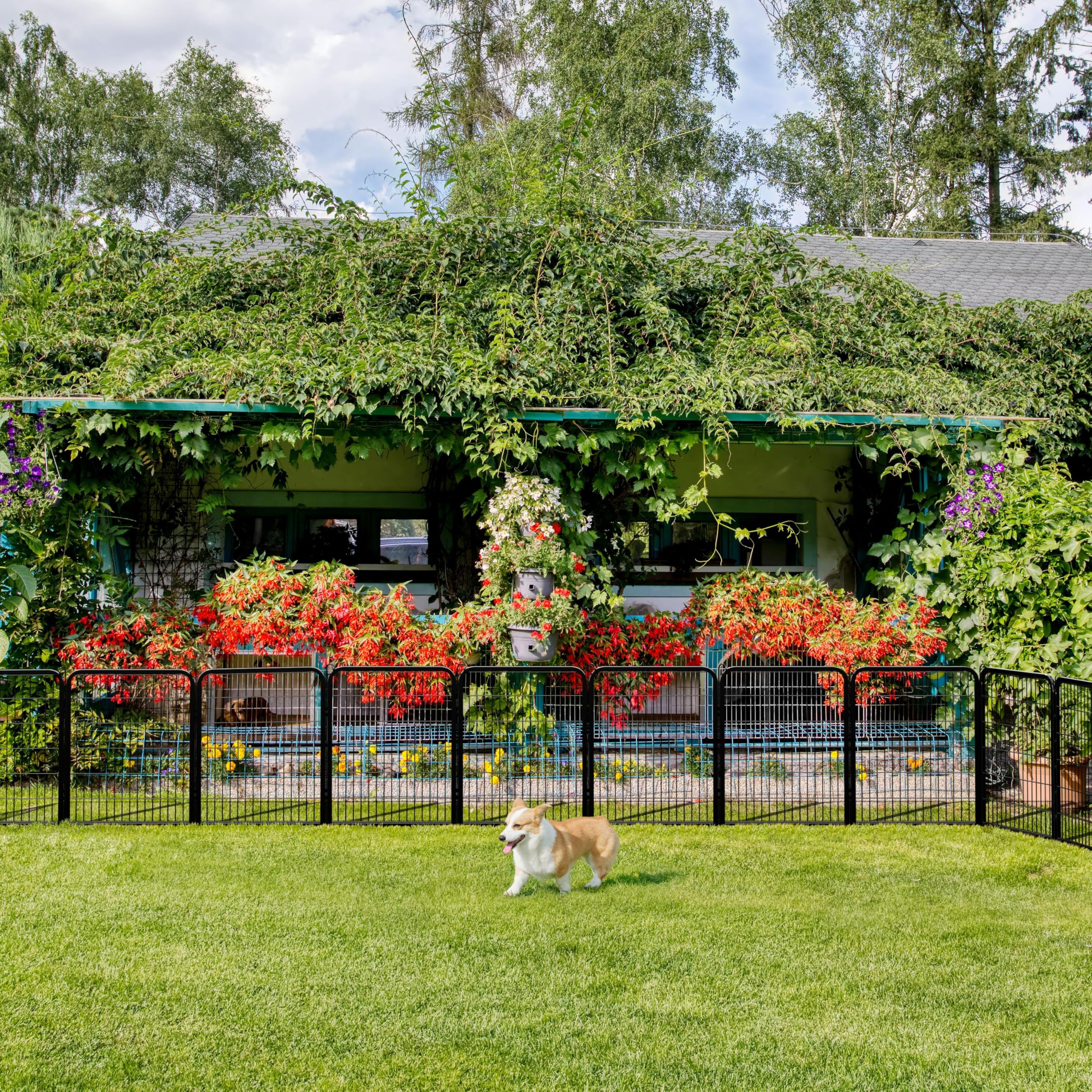 Yaheetech Lightweight Dog Playpen, 8 Panel 80cm Dog Fence Pet Exercise Pen Portable Puppy Play Pen Suitable for RV/Camping