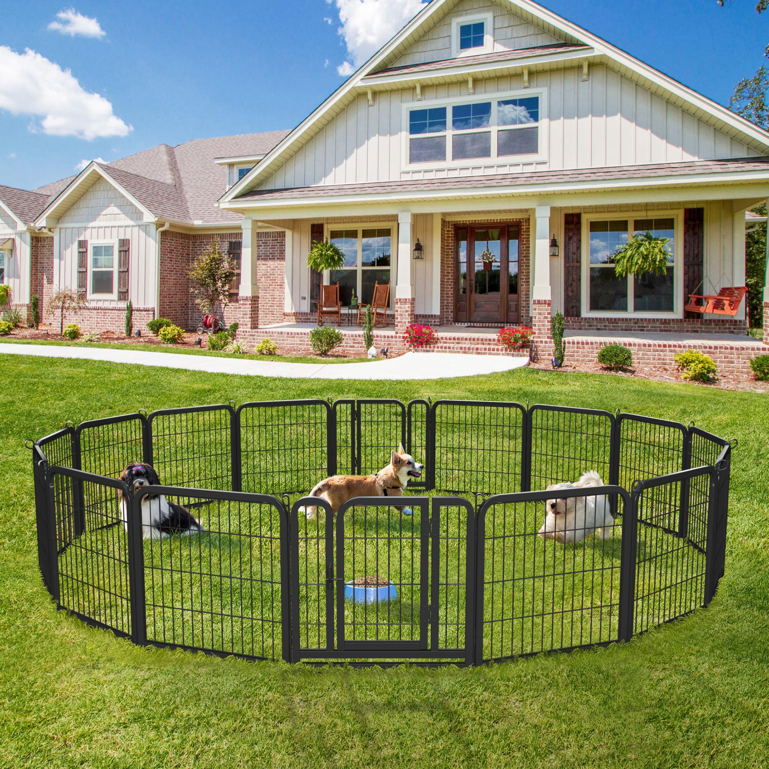 Yaheetech Lightweight Dog Playpen, 8 Panel 80cm Dog Fence Pet Exercise Pen Portable Puppy Play Pen Suitable for RV/Camping