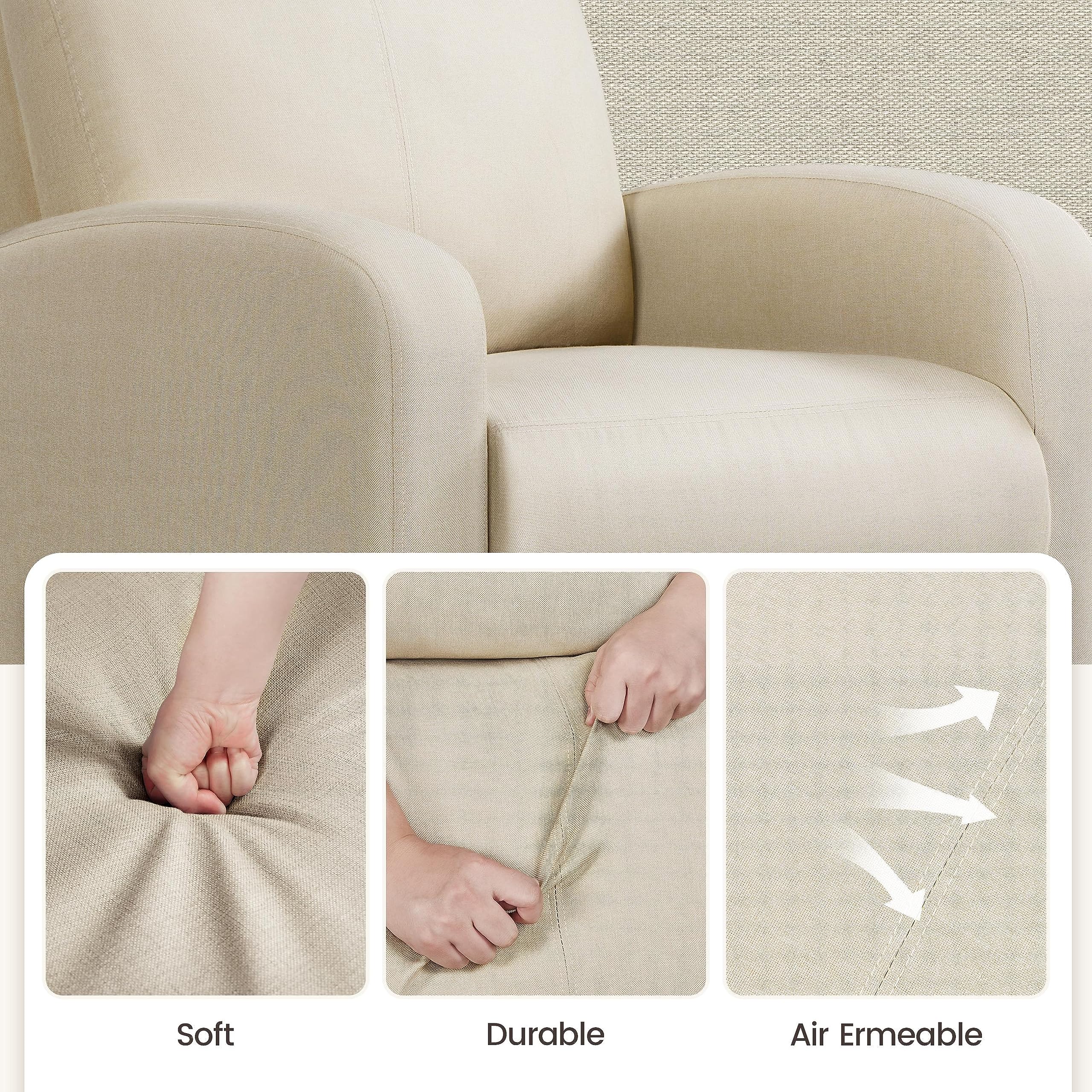 Yaheetech Recliner Armchair Single Padded Seat Boucle Fabric Sofa Lounge Home Living Room Theater Adjustable Leg Rest and Reclining Functions Ivory