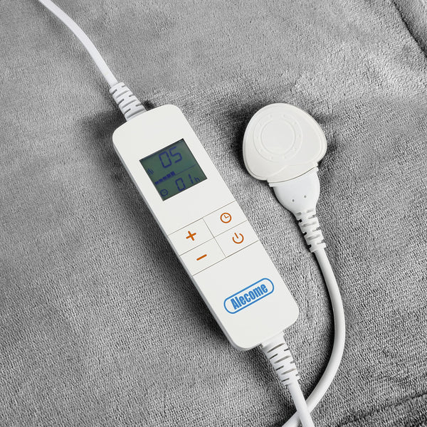 Electric Heated Throw Blanket 10 Heat Settings Washable 220gsm Fleece with Digital Remote Timer - 160cm x 130cm (Silver Grey)