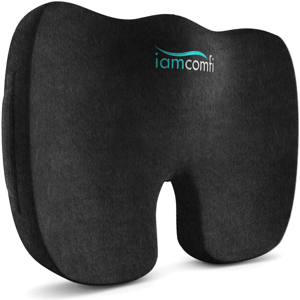 iamcomfi Coccyx Cushion - Firm Hardness - Seat Cushion for Office Chair Desk & Car, Driving - Premium Heat Sensitive & Durable Memory Foam Sitting
