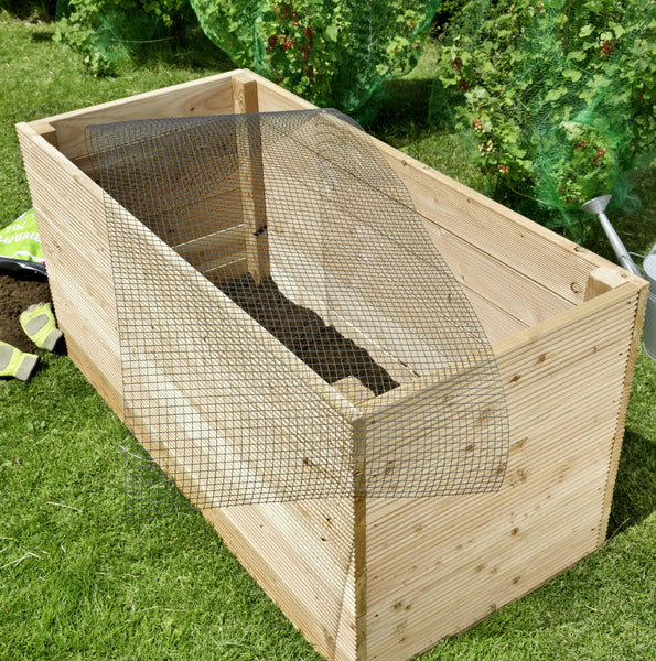 Windhager 96909 Mesh and Textured Film Economy Set, Base Wall, Aviary, Vole, Mole Barrier, Protective Grille for Raised Beds, Rabbit Wire, Wood