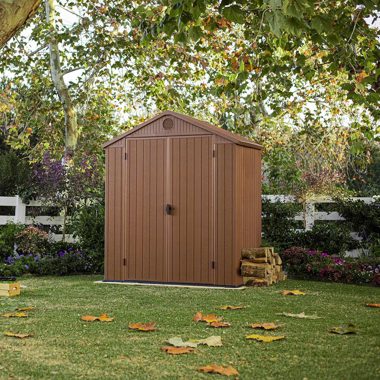 Keter Darwin Outdoor Apex Double Door Garden Storage Shed 6 X 4ft Brown Wood Look And Feel | Fade Free | All Weather Resistant | Safe And Secure | Zero Maintenance | 15 Year Warranty