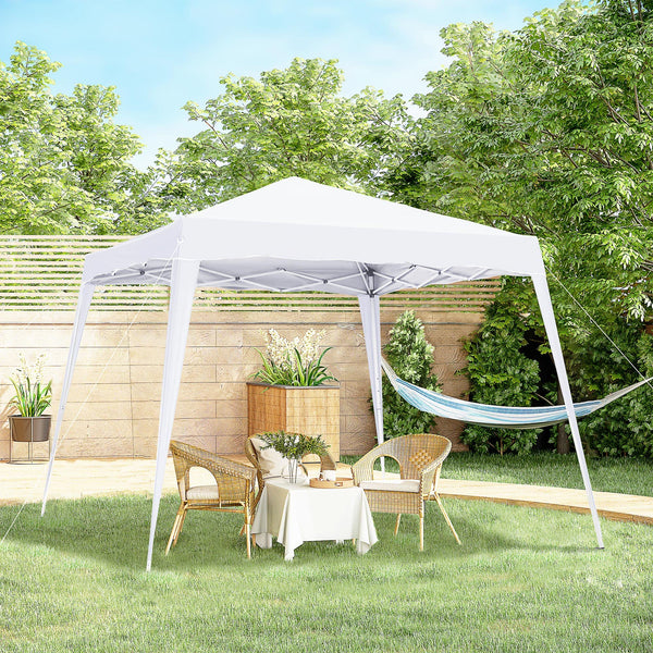 Outsunny 3 M x 3 M Base/ 2.5 M x 2.5 M Top Pop Up Gazebo, One Person Setup Instant with Carry Bag, Height Adjustable Slant Leg Party Tent Instant Event Shelter for Garden, Patio, Black