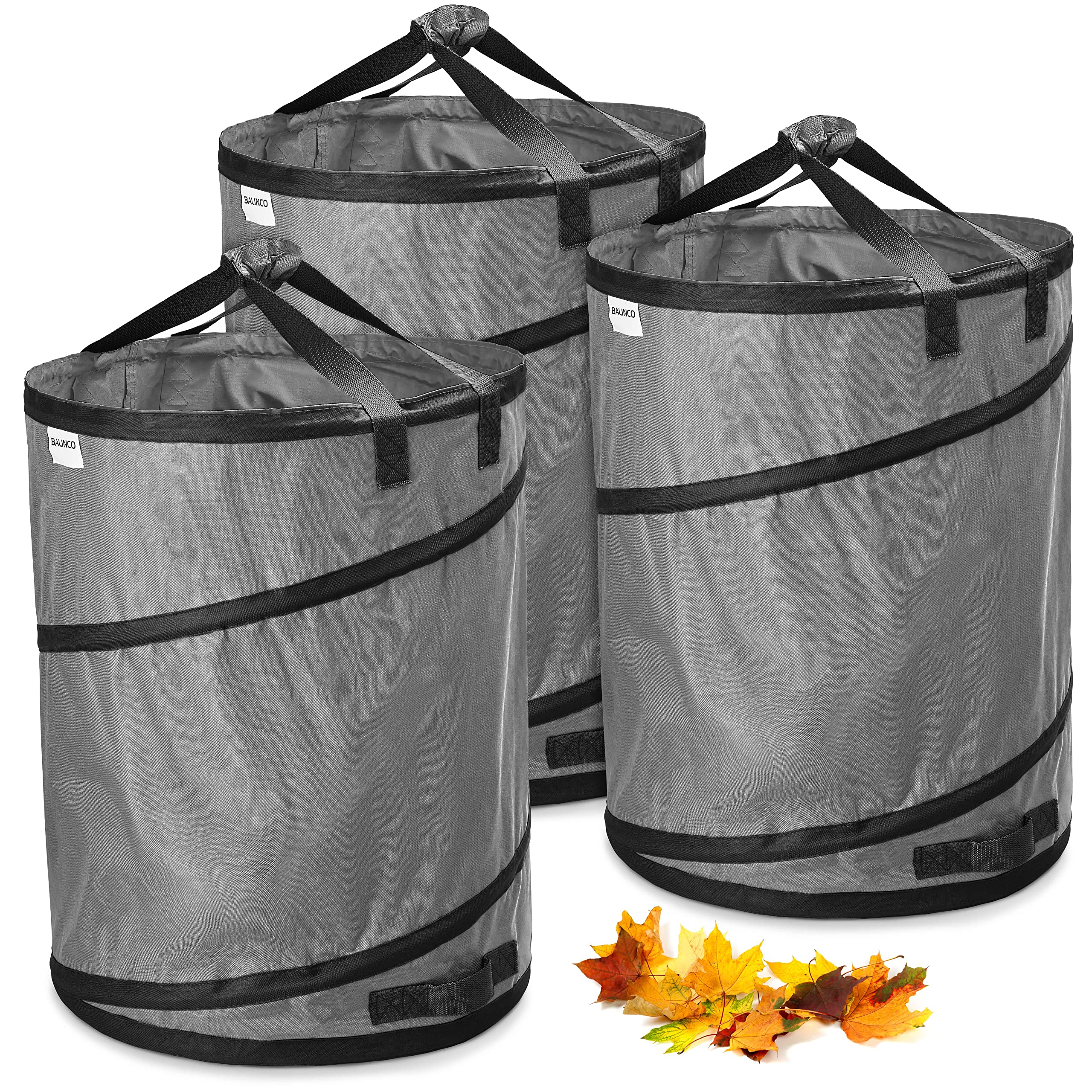 3x 170 litre pop-up garden waste sack grey self-erecting & stable | leaf sack | garden sack | green waste sacks foldable, large made of extremely