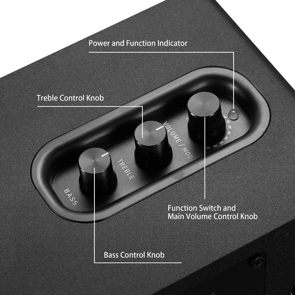 Sanyun SW208 3" Active Bluetooth 5.0 Bookshelf Speakers - 60W Carbon Fiber Speaker Unit - Built-in 24bit DAC - Dynamic 3D Surround Sound - 2.0 Computer PC Monitor Gaming Speakers (Pair, Black)