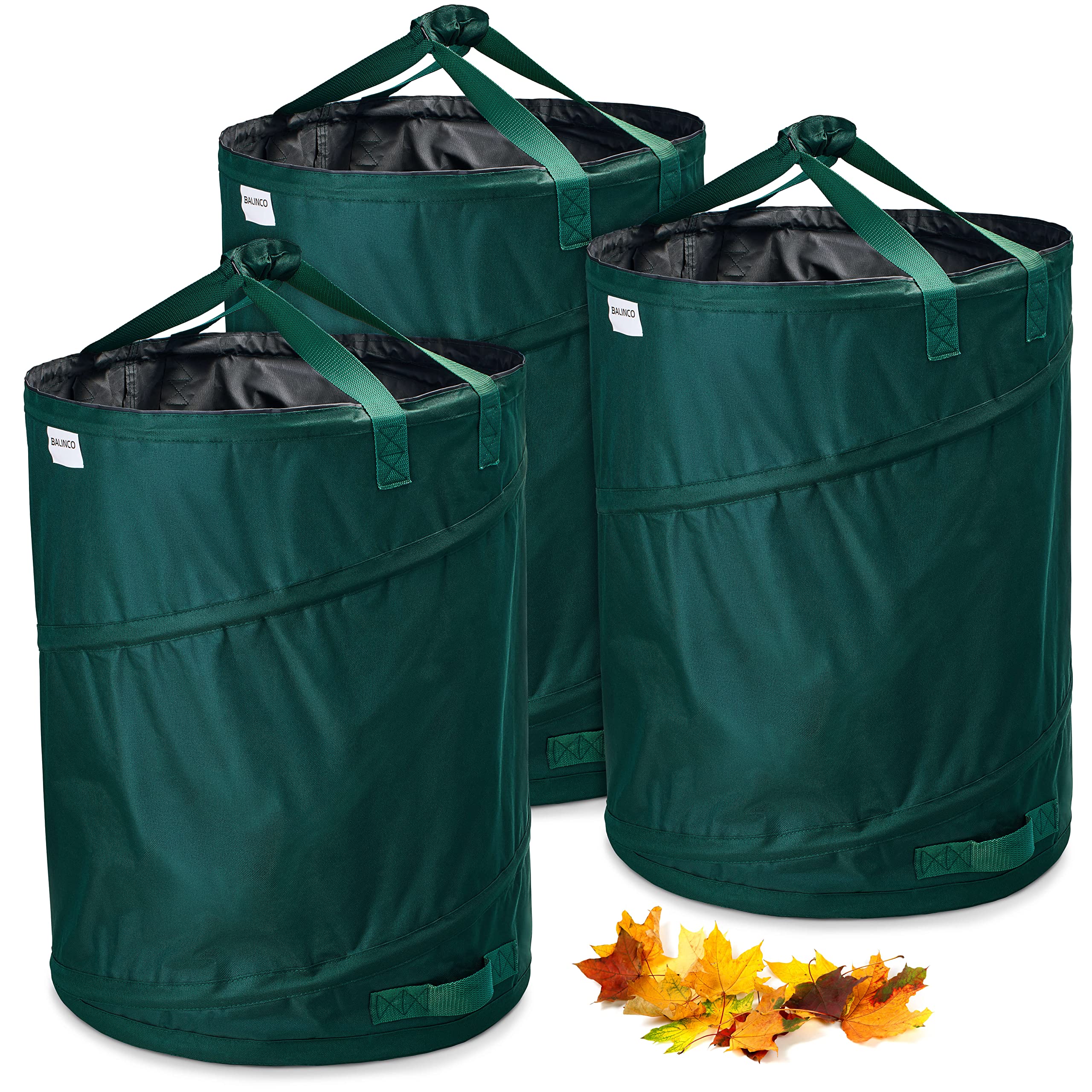 3x 170 litre pop-up garden waste sack green self erecting & stable | leaf sack | garden sack | green waste sacks foldable, large made of extremely