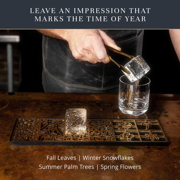 Ice Designer Tray  Craft Modern Ice Molds for Whiskey, Bourbon, & Cocktails in 5 Seconds  Whiskey Ice Mold Ice Cube Stamp  Bartender Accessories