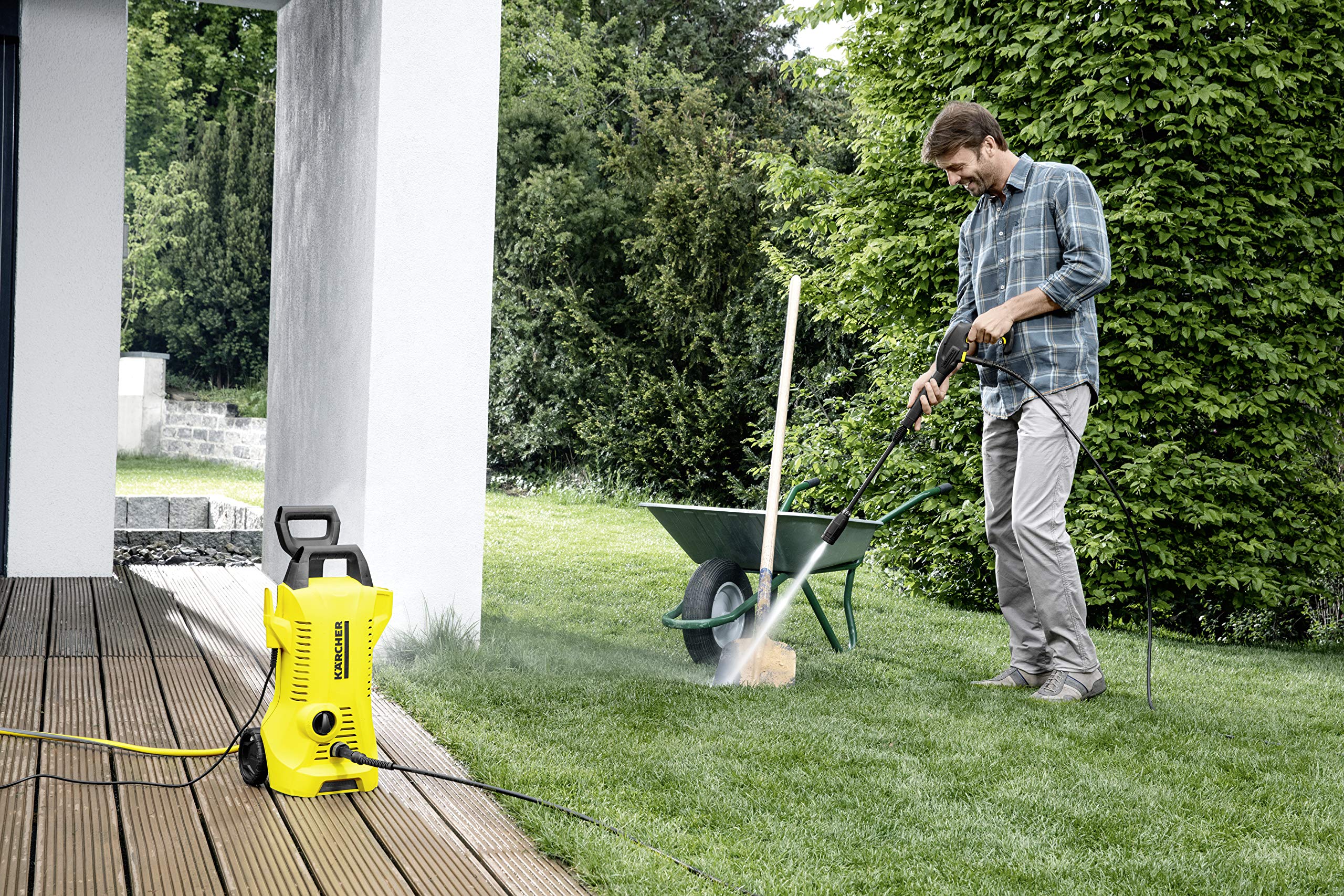 Kärcher K 2 Power Control Home pressure washer, pressure: max. 110 bar, flow rate: 360 l/h, area: 20 m²/h, water filter, weight: 4.0 kg, high-pressure gun, dirt blaster, spray lance, Home Kit