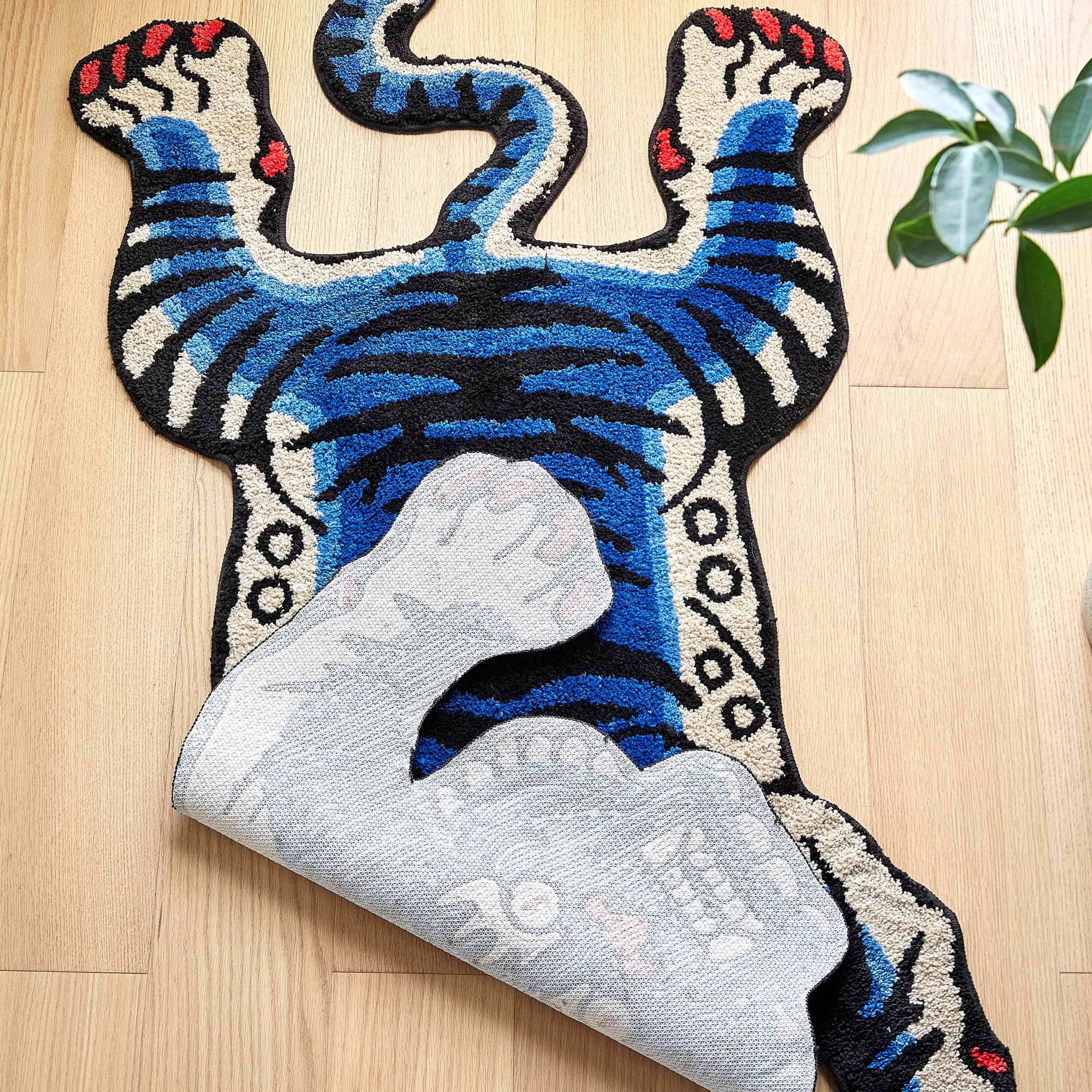 5x3.3ft Tibetan Tiger Area Rug Tufted High Pile XLarge Indoor Machine Washable Carpet with Nonslip TPR Backing - Bedroom, Bathroom, Living & Dining