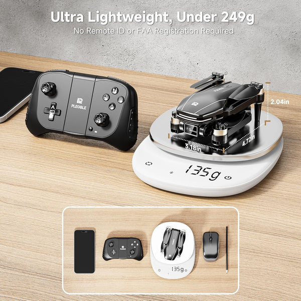 Drone with Camera 4K Professional for Adults Kids, Brushless Motor Mini Foldable RC Quadcopter, Tap Fly, Voice Control, Gesture Photography, Toys Gift for Beginners Boys 8-12