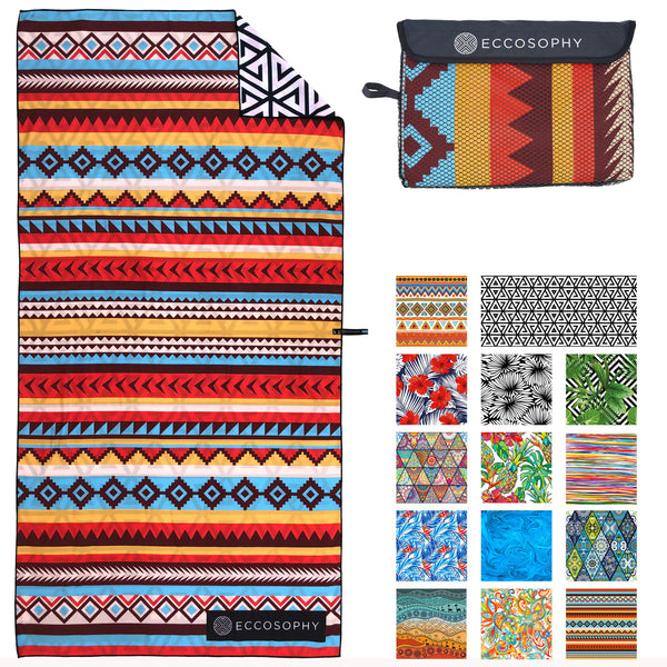 ECCOSOPHY Microfiber Beach Towel for Adults - Oversized Travel Beach Towels with Pouch - 71x35 inch Quick Dry Pool Towels - Large Sand Free Beach