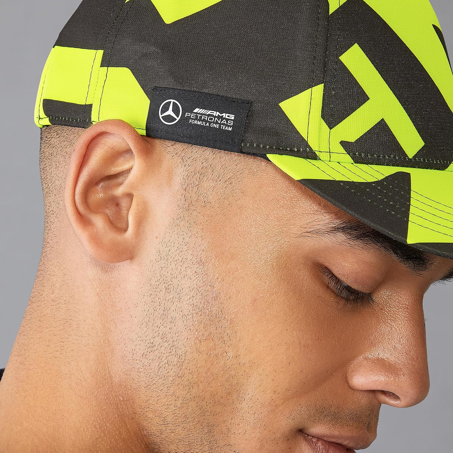 Mercedes AMG Petronas F1 Lewis Hamilton AOP Cap - Black//Yellow - One Size Fits Most