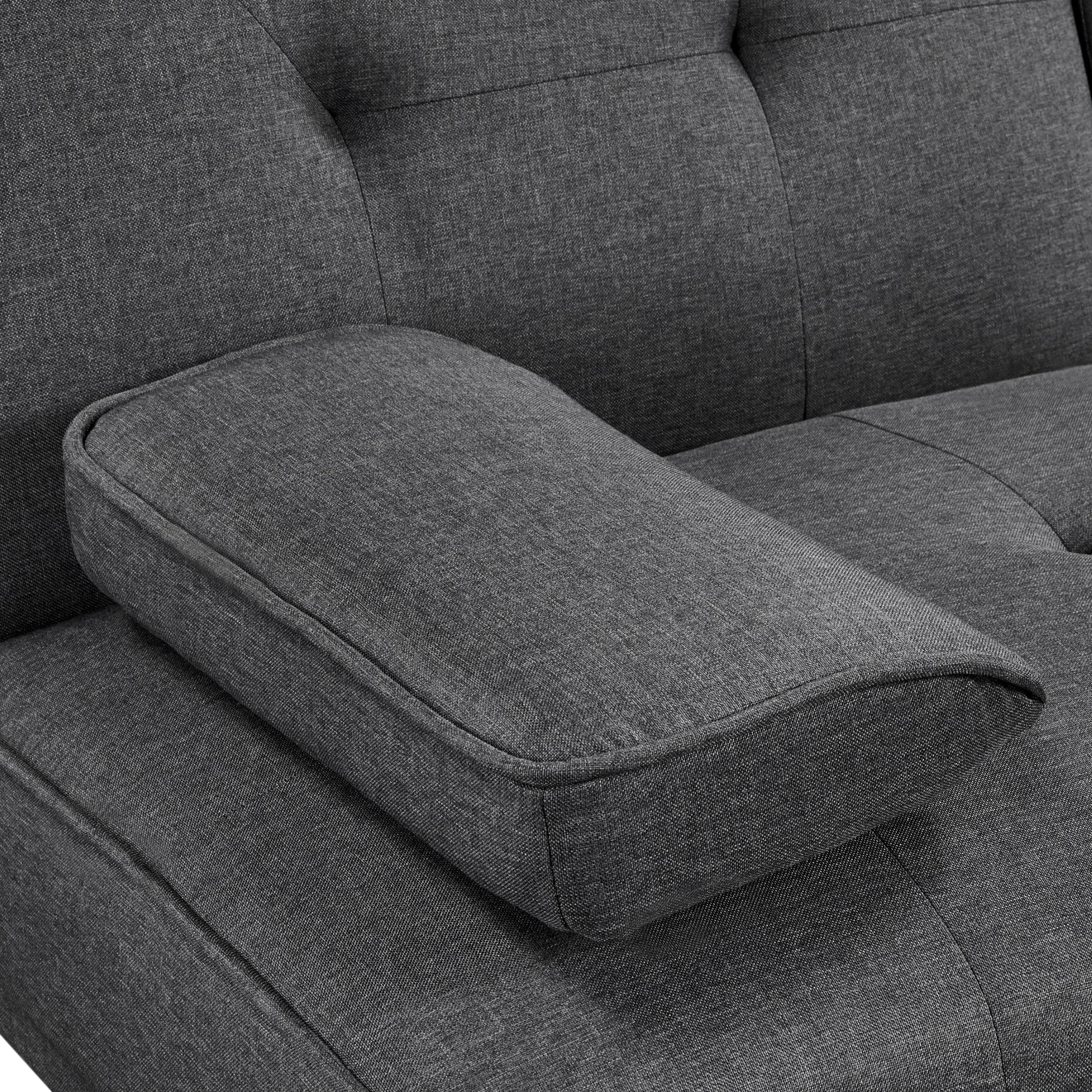 Yaheetech Sofa Bed Fabric Click Clack Sofa Bed with 2 Cup Holders, Convertible Futon Settee, Futon Recliner Lounge for Living Room, Spare Room, Bedroom, Black