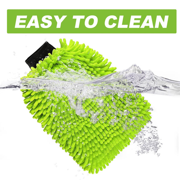 Car Wash Mitt, Microfiber Towels For Cars and Absorbent for Car,Truck, SUV, Motorcycle, Green (2 Pack)