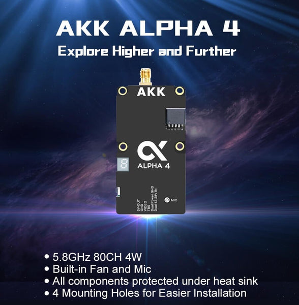 AKK Alpha 4 5.8GHz 25mW-4W 80CH Long Range VTX