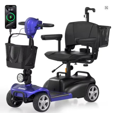 iscooter X02 Electric Mobility Scooter - 250W Power | 12Ah Battery | 5Mph Speed | 12Mi Range - One Size - Escooter Clinic