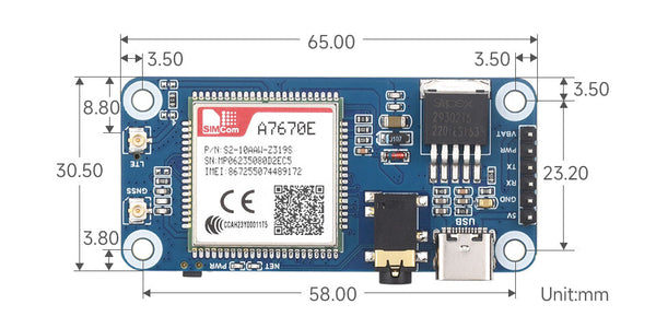 A7670E CAT-1 LTE/GNSS HAT for Raspberry Pi