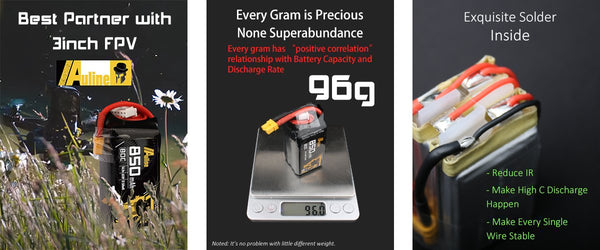 AuLine 850mAh 4S 14.8V 80C XT30 Lipo Battery