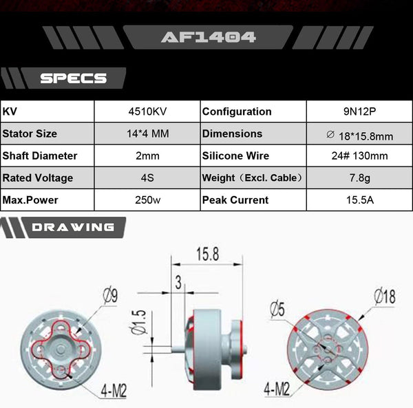 Axis AF144 1404 Brushless FPV Motor (4510kV)