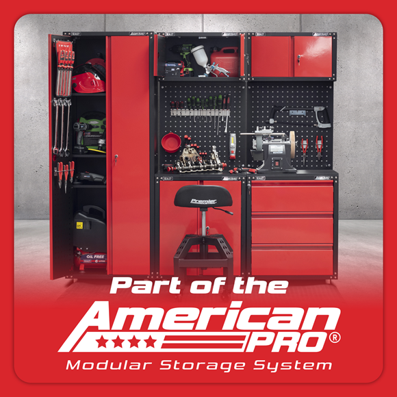 Sealey American Pro APMS80COMBO2 Storage System 2.6m Professional Red & Black Custom Workshop Garage - Worktop / Ball-bearing drawers / cabinets / peg boards / cupboards / locks