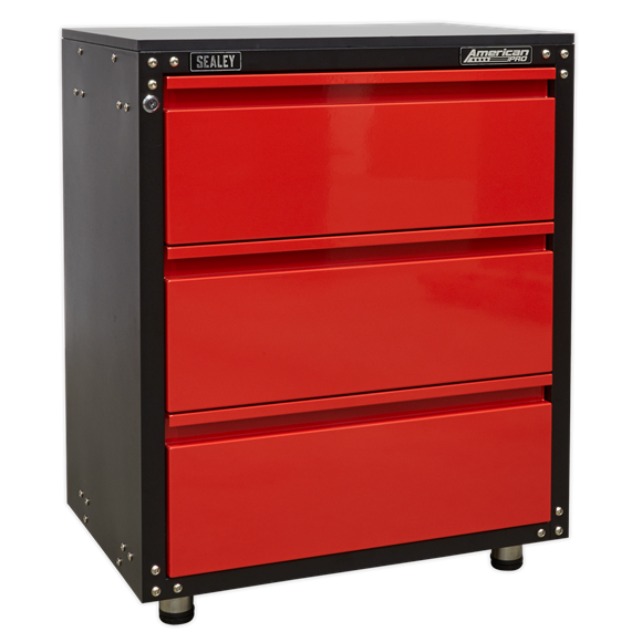 Sealey American Pro APMS80COMBO2 Storage System 2.6m Professional Red & Black Custom Workshop Garage - Worktop / Ball-bearing drawers / cabinets / peg boards / cupboards / locks
