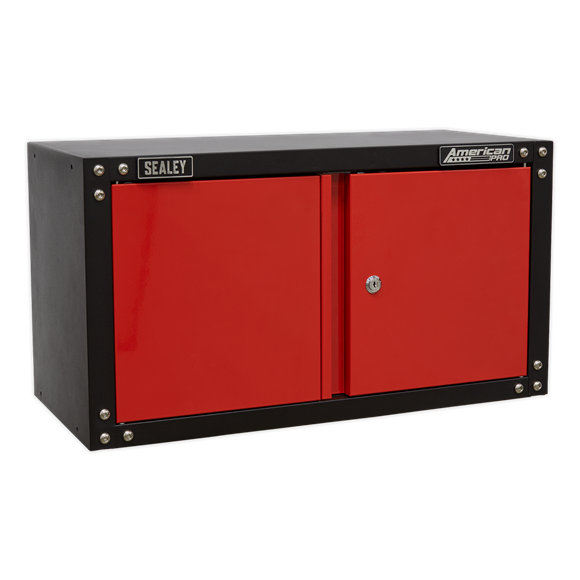 Sealey American Pro APMS80COMBO2 Storage System 2.6m Professional Red & Black Custom Workshop Garage - Worktop / Ball-bearing drawers / cabinets / peg boards / cupboards / locks
