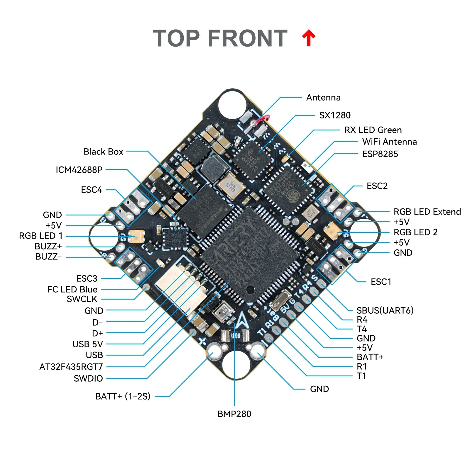 F4 1S 12A AIO Brushless Flight Controller V3
