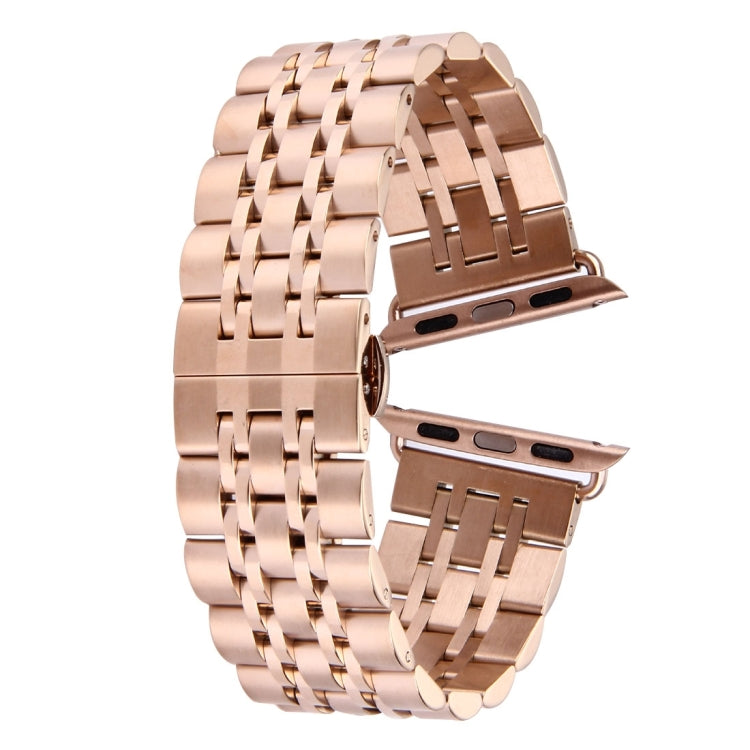 Hidden Butterfly Buckle 7 Beads Stainless Steel Watch Band For Apple Watch 42mm(Silver Gold), 20mm Women