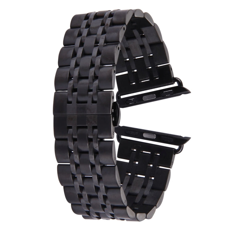 22mm Men Hidden Butterfly Buckle 7 Beads Stainless Steel Watch Band For Apple Watch 38mm