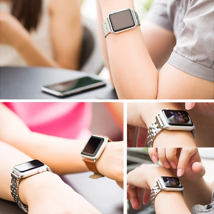 22mm Men Hidden Butterfly Buckle 7 Beads Stainless Steel Watch Band For Apple Watch 38mm