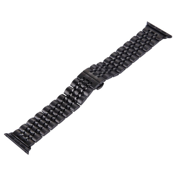 22mm Men Hidden Butterfly Buckle 7 Beads Stainless Steel Watch Band For Apple Watch 42mm, 22mm Men