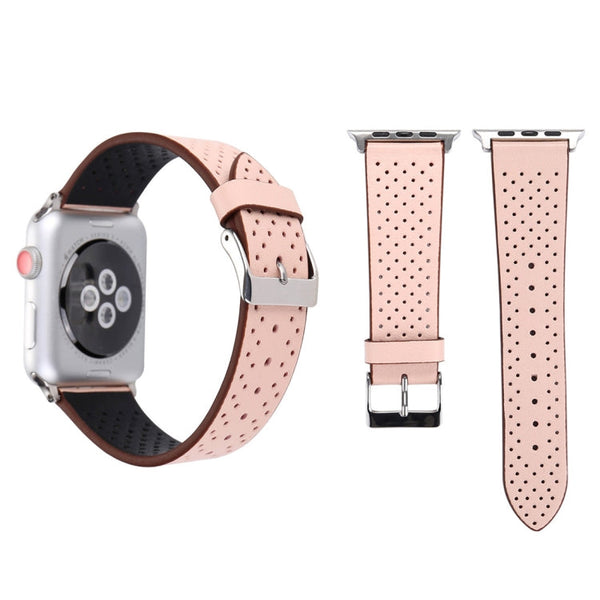 For Apple Watch Ultra 49mm&Watch Ultra 2 49mm / Series 10 46mm / 9&8&7 45mm / SE 3&SE 2&6&SE&5&4 44mm / 3&2&1 42mm Simple Fashion Genuine Leather Hole Pattern Watch Band