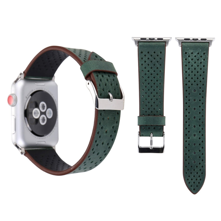 For Apple Watch Ultra 49mm&Watch Ultra 2 49mm / Series 10 46mm / 9&8&7 45mm / SE 3&SE 2&6&SE&5&4 44mm / 3&2&1 42mm Simple Fashion Genuine Leather Hole Pattern Watch Band