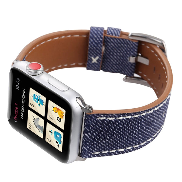 For Apple Watch Ultra 49mm&Watch Ultra 2 49mm / Series 10 46mm / 9&8&7 45mm / SE 3&SE 2&6&SE&5&4 44mm / 3&2&1 42mm Simple Fashion Genuine Leather Cowboy Pattern Watch Band