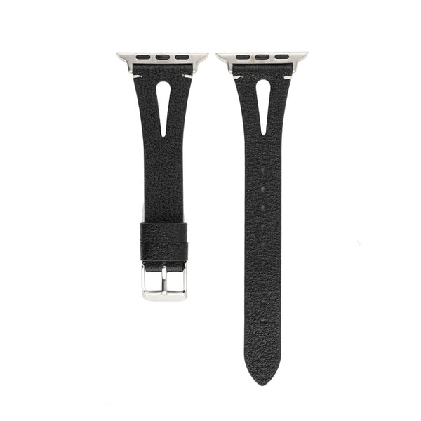 Simple V-shaped Leather Watch Band for Apple Watch Ultra 49mm&Watch Ultra 2 49mm / Series 10 46mm / 9&8&7 45mm / SE 3&SE 2&6&SE&5&4 44mm / 3&2&1 42mm
