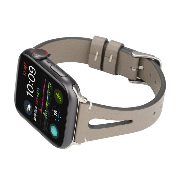 Simple V-shaped Leather Watch Band for Apple Watch Series 7 41mm / 6 & SE & 5 & 4 40mm / 3 & 2 & 1 38mm