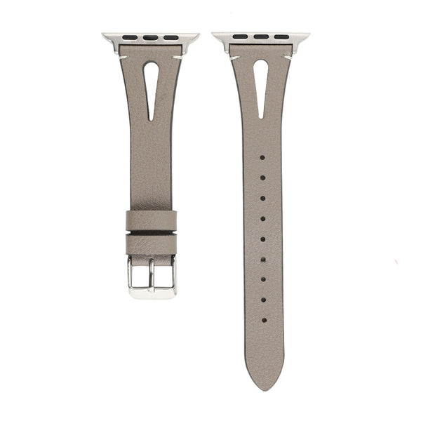 Simple V-shaped Leather Watch Band for Apple Watch Series 7 41mm / 6 & SE & 5 & 4 40mm / 3 & 2 & 1 38mm