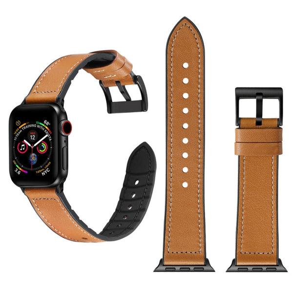 Solid Color TPU + Stainless Steel Watch Band for Apple Watch Series 7 45mm / 6 & SE & 5 & 4 44mm / 3 & 2 & 1 42mm
