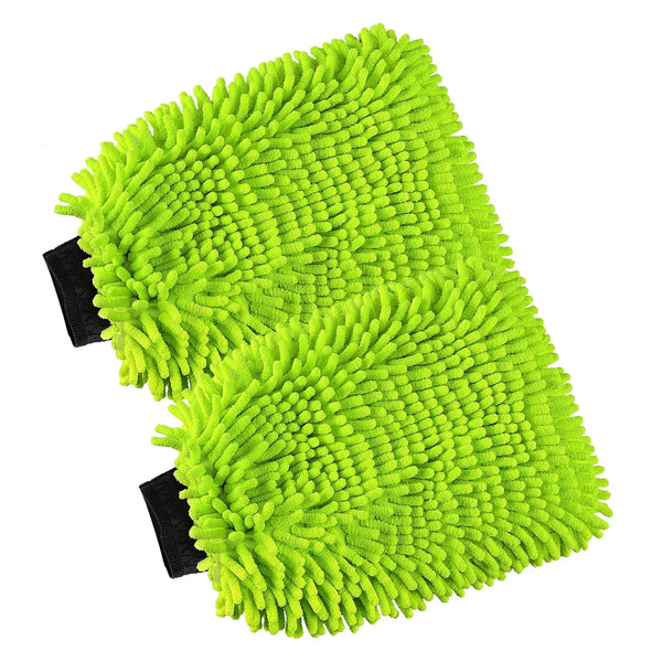Car Wash Mitt, Microfiber Towels For Cars and Absorbent for Car,Truck, SUV, Motorcycle, Green (2 Pack)