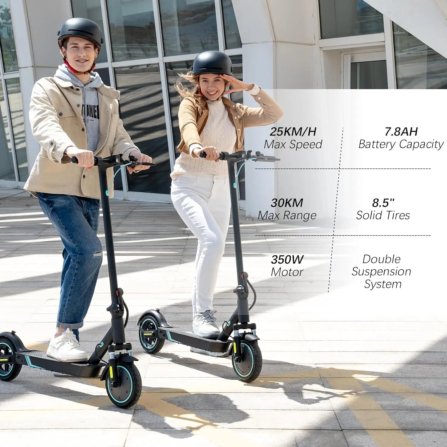 RCB R17 Electric Scooter, 350W Motor, Speed up to 25 km/h, 30 km of autonomy, 8.5" Solid Tire, Maximum Load 120 kg, Dual Braking