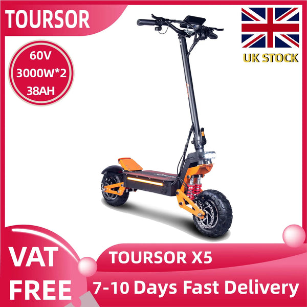 TOURSOR X5 adult electric scooter 3000W*2 motor 60V 38AH Folding electric scooter 11-inch tires Urban road electric scooter