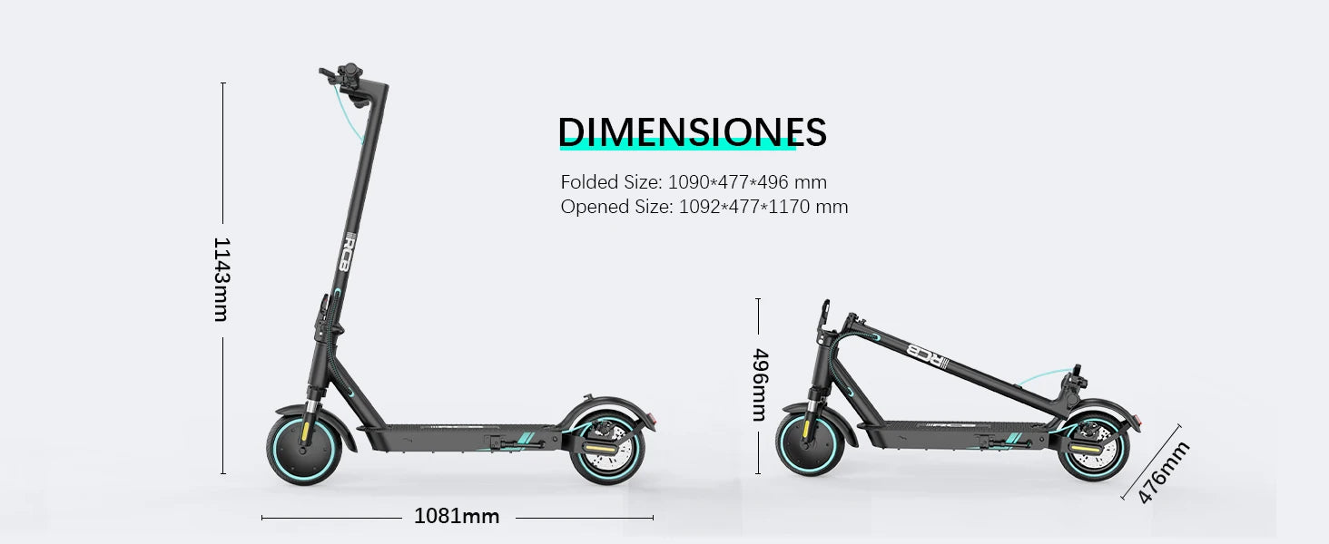 RCB R17 Electric Scooter, 350W Motor, Speed up to 25 km/h, 30 km of autonomy, 8.5" Solid Tire, Maximum Load 120 kg, Dual Braking