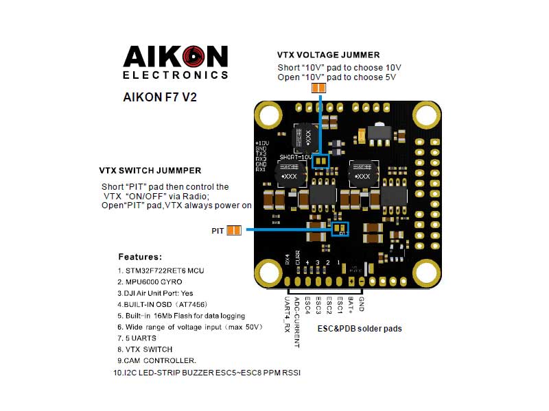 Aikon F7 HD V2 30x30 Flight Controller