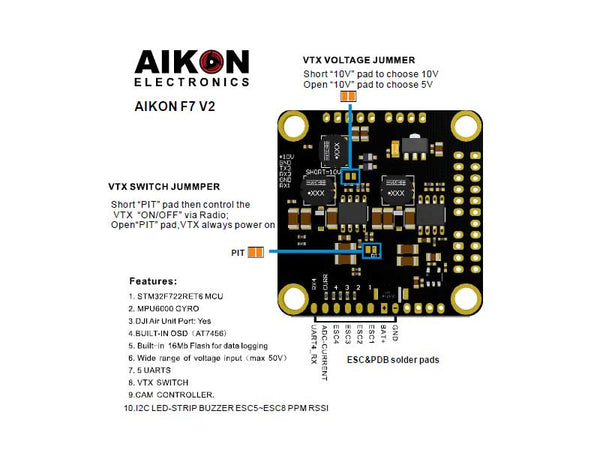 Aikon F7 HD V2 30x30 Flight Controller