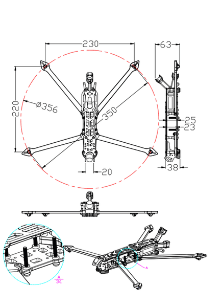 The Splat HD8 DJI FPV Long Range Quadcopter Frame