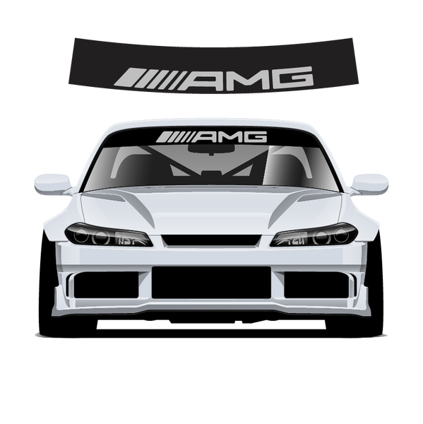 AMG silver Custom Vinyl Sunstrip – Universal Fit 140cm 150cm 160cm