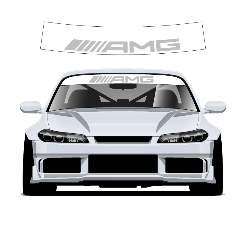 AMG silver Custom Vinyl Sunstrip – Universal Fit 140cm 150cm 160cm