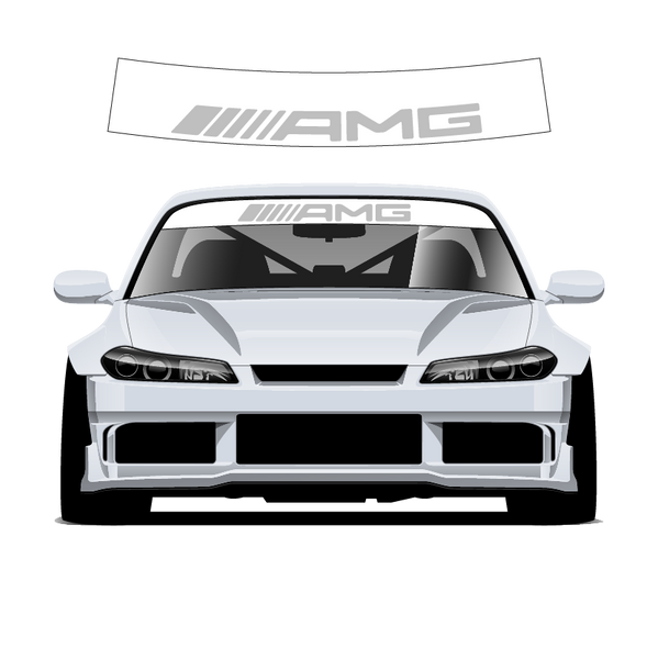 AMG silver Custom Vinyl Sunstrip – Universal Fit 140cm 150cm 160cm